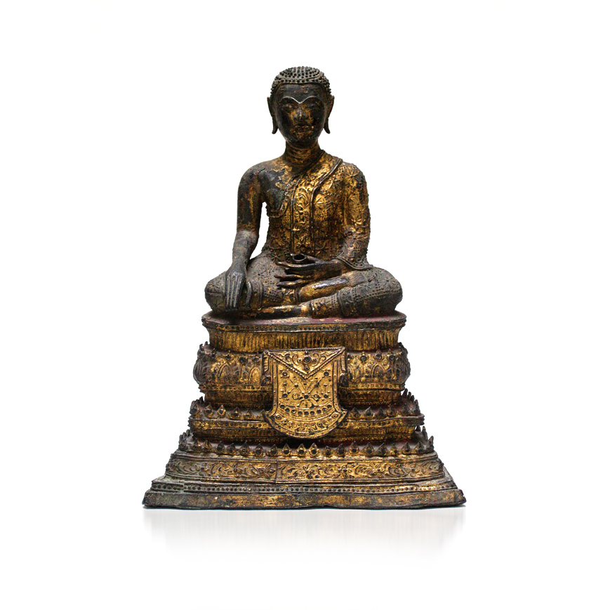 STATUE DE PHRA MALAI EN BRONZE DORÉ, THAÏLANDE-DÉBUT XIXe