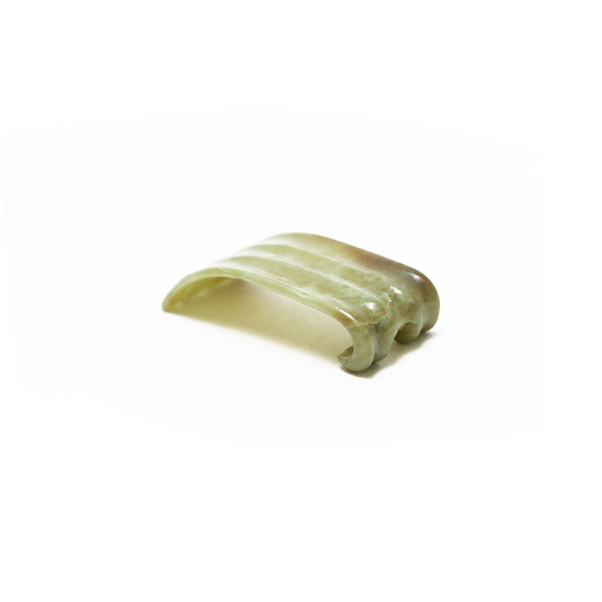 Ink rest or brush rest olive-green jade, possibly Ming