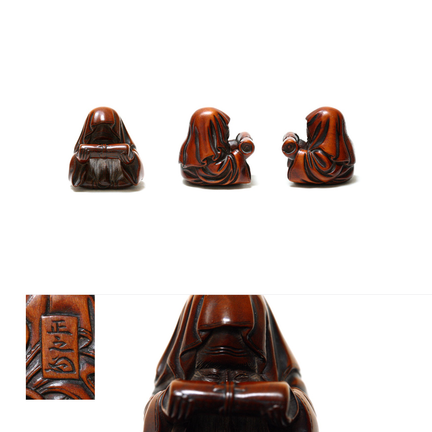 A BOXWOOD NETSUKE BY HOSHUNSAI MASAYUKI, 19th Century